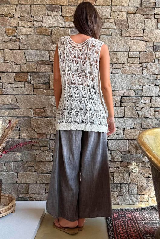 Aubrey Filigree Crochet Tank Cream